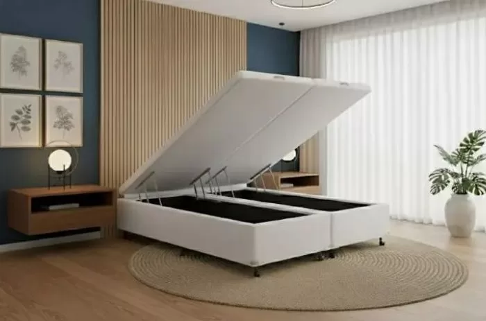 Cama box baú queen da Loja Castor.