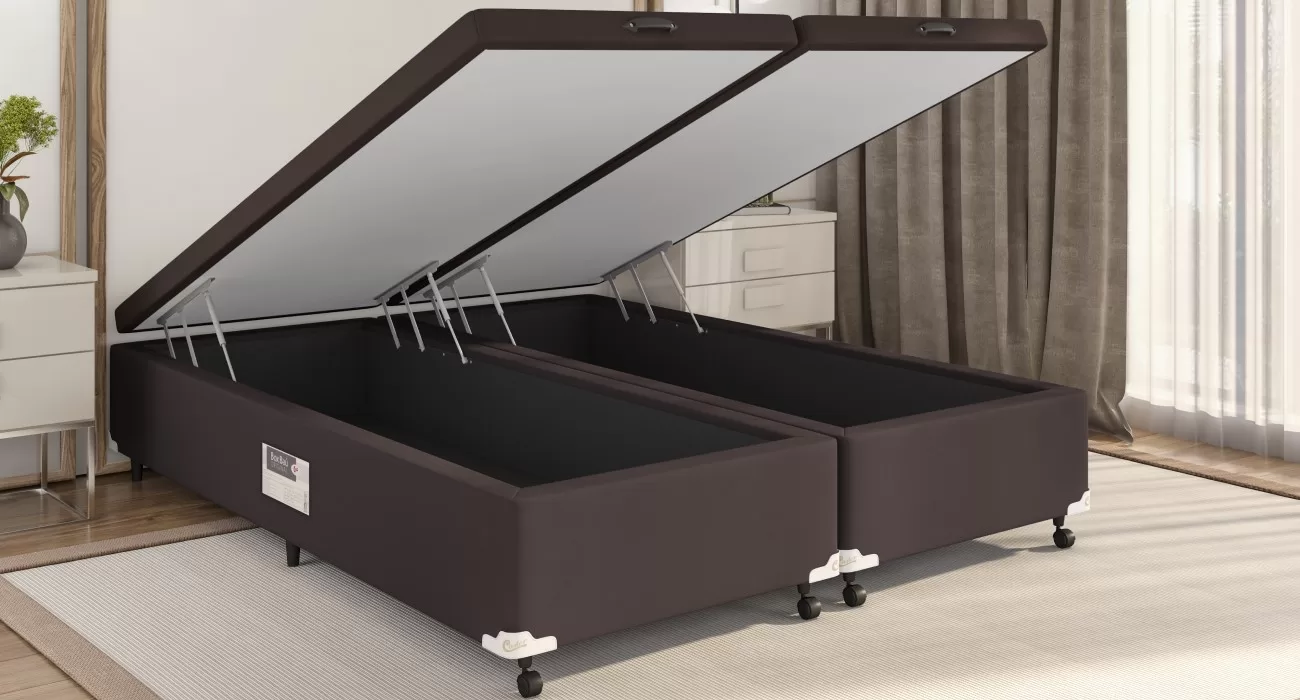 Cama box Castor aberta.