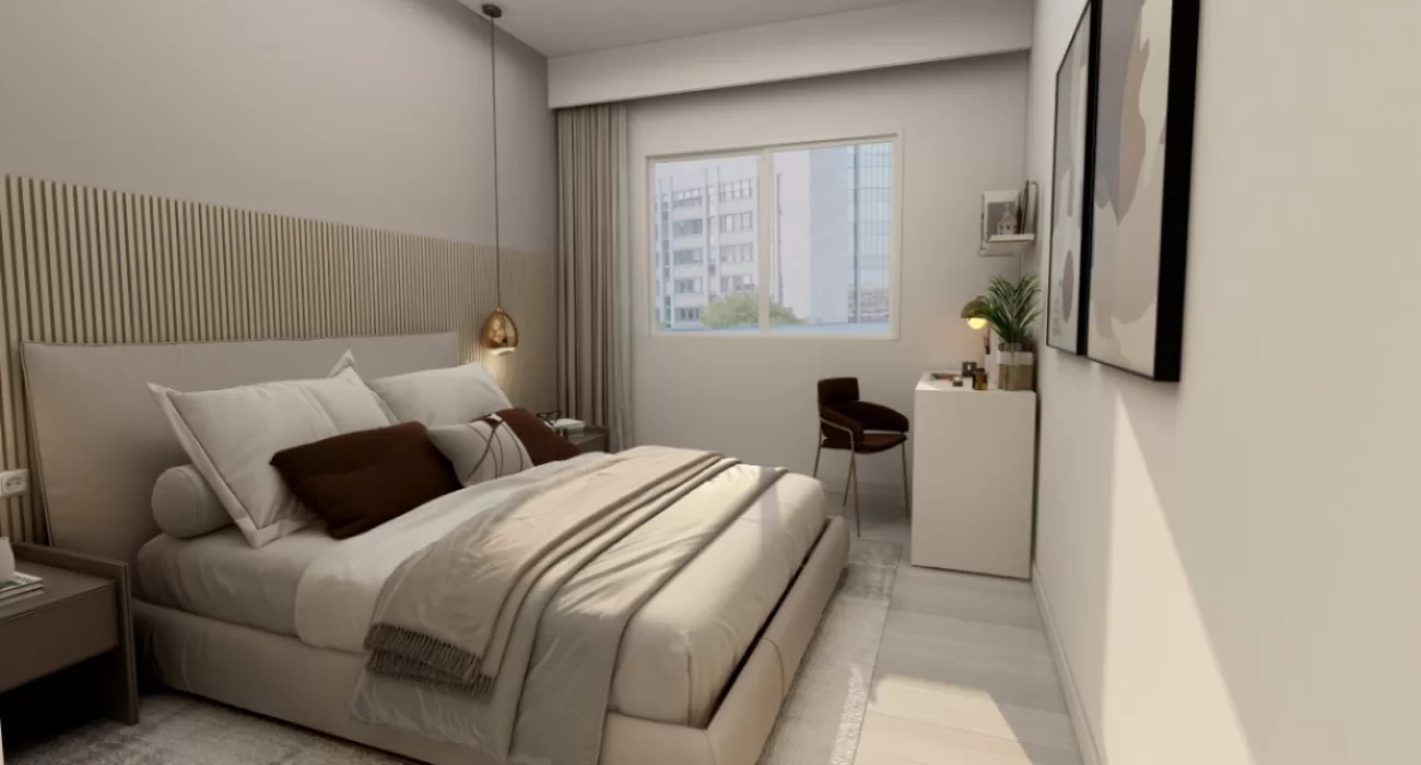 Quarto claro bem decorado