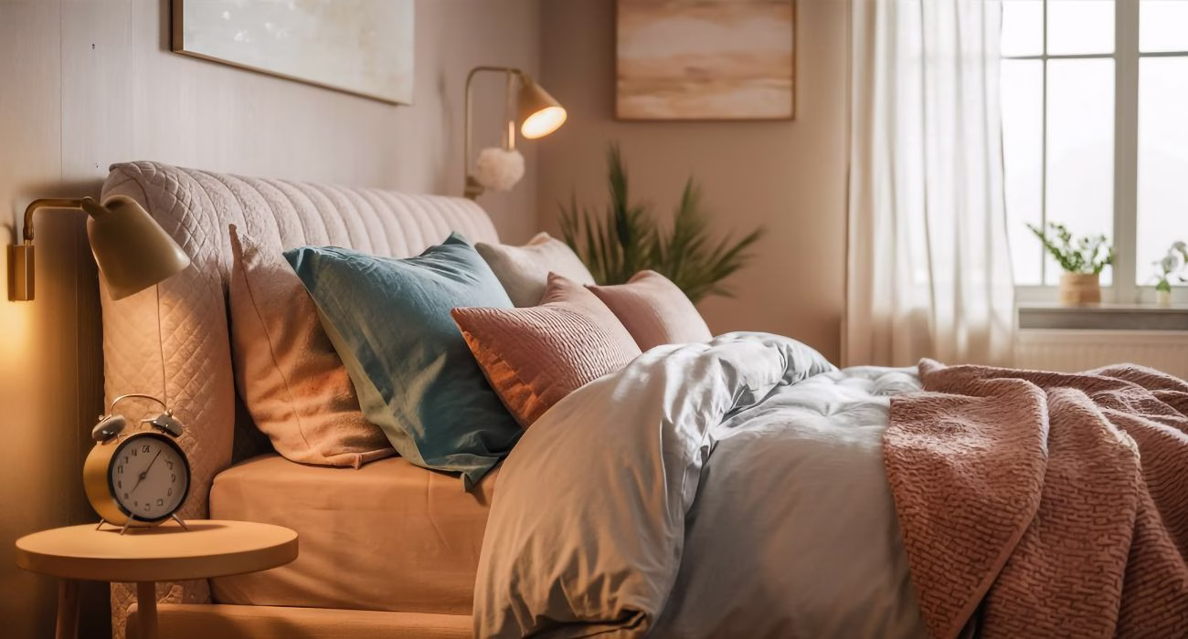 Cama de casal arrumada